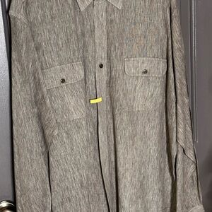 Tasso Elba Heathered Gray Button-Up Shirt